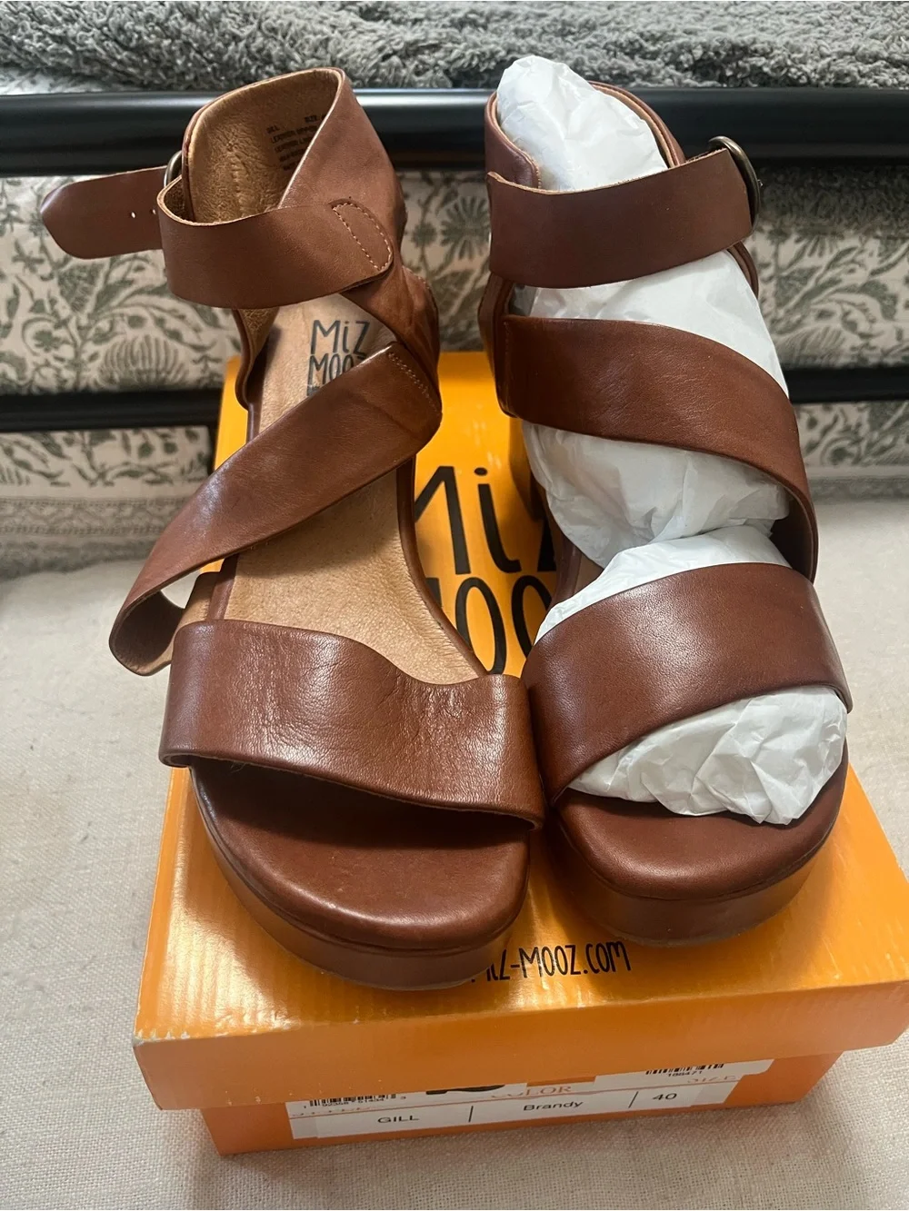 Miz Mooz Women's Brown Leather Platform Sandals